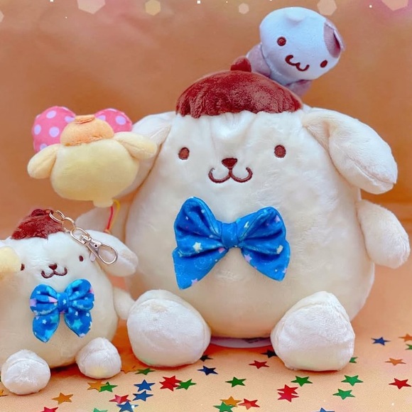 ✅Kawaii Sanrio Pompompurin Plush With Friends Holding Ballons